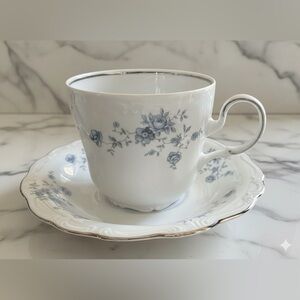 Vintage Johann Haviland Blue Garland Bavaria Germany Cup & Saucer Set of 2